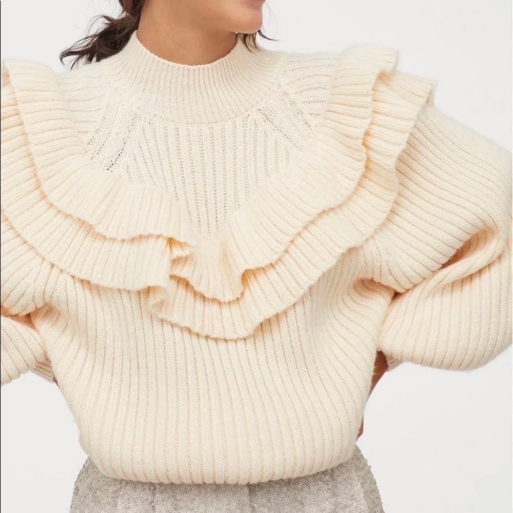 H&M Flounced Rib Knit Sweater NWT